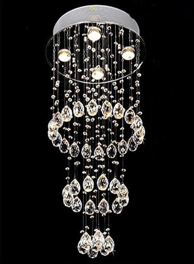 CRYSTA WORLD 4-Lights Modern Chandelier K9 Crystal Chandelier Light Fixture,Modern Flush Mount Ceiling Light Fixtures Raindrop Chandelier for Bedroom,Dining Room,Living Room,H18 x D12 - Image 1